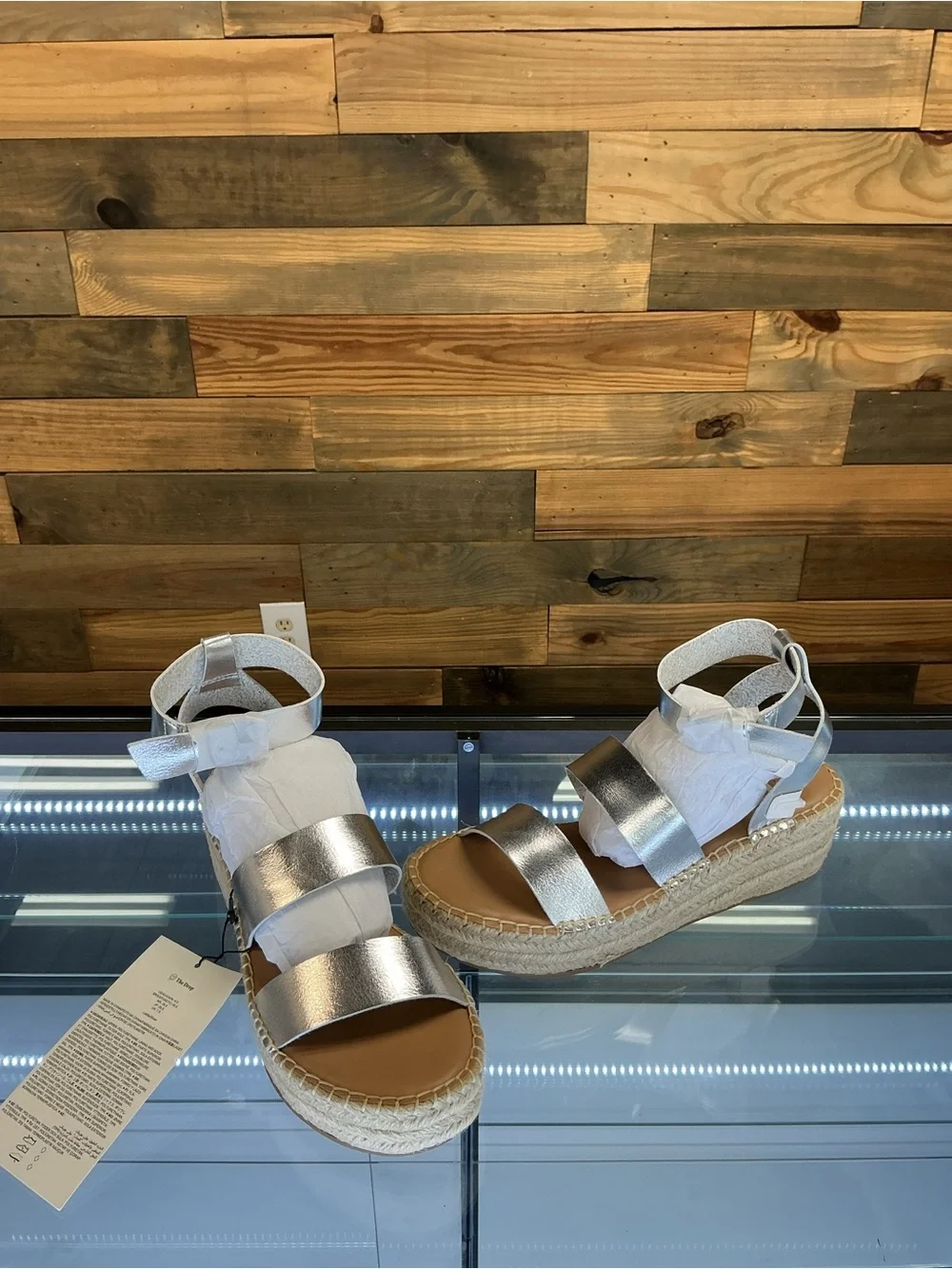 Silver Metallic Platform Espadrille Sandals
